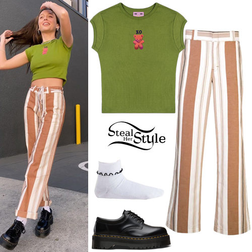 Green Tee, Striped Pants