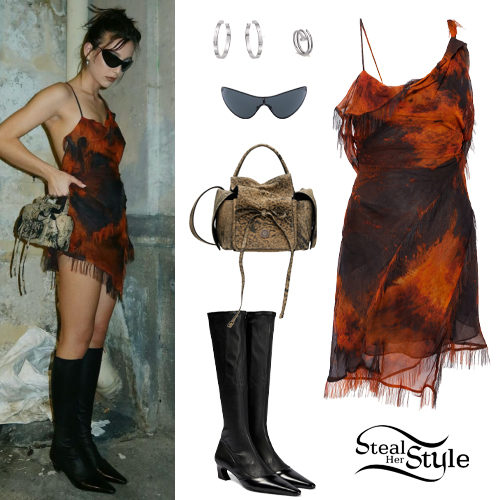 Printed Dress, Black Boots