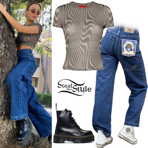 Printed T-Shirt, Blue Jeans