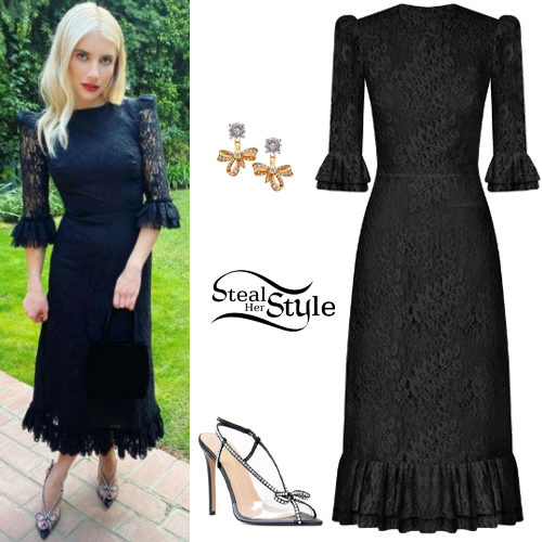 Black Lace Dress, PVC Pumps