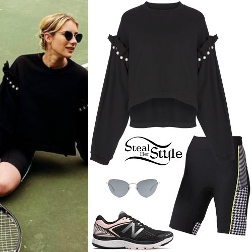 Black Sweatshirt, Biker Shorts