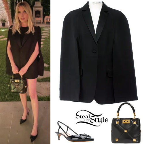 Wool Cape Blazer and Studded Bucket Bag