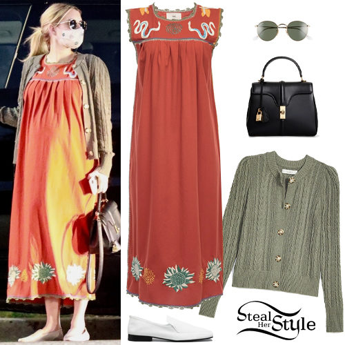 Embroidered Dress, Cable Cardigan