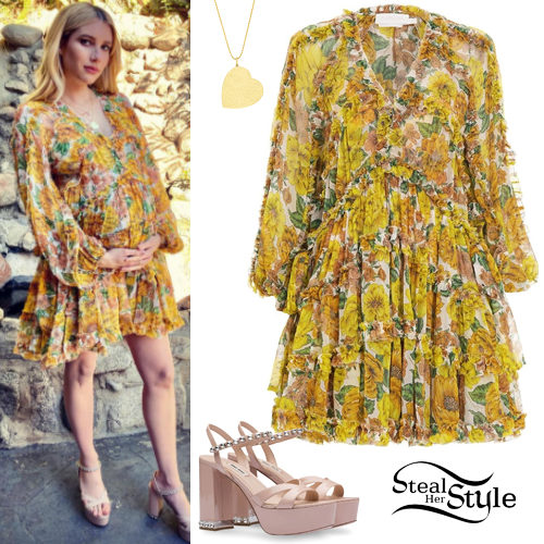 Floral Mini Dress, Platform Sandals