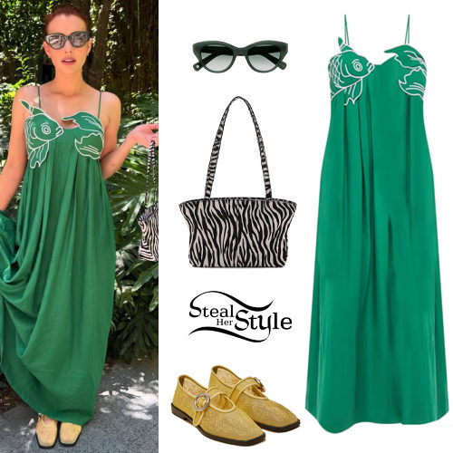 Green Dress, Zebra Bag
