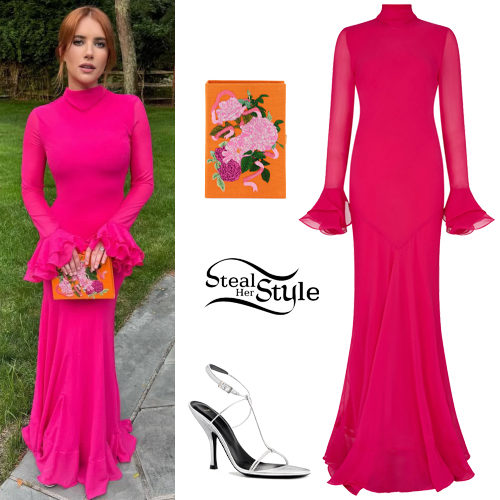 Pink Dress, Metallic Heels