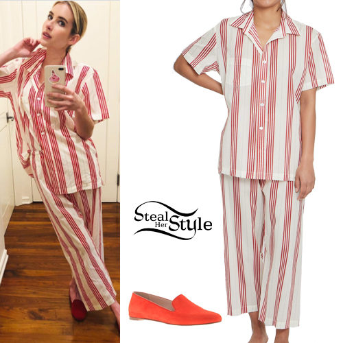 Red Stripe Pajama and Red Flats