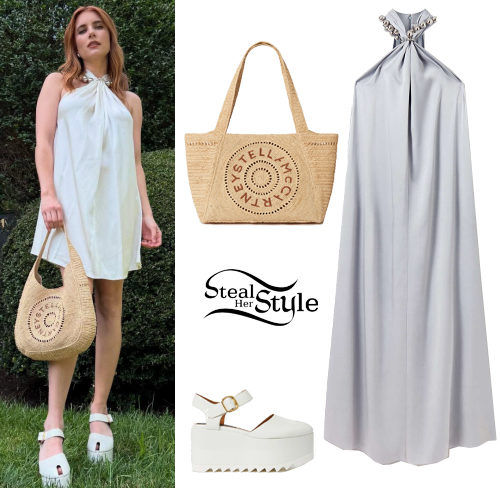 Satin Dress, White Sandals