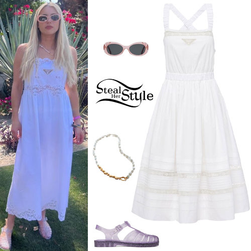 White Dress, Clear Sandals