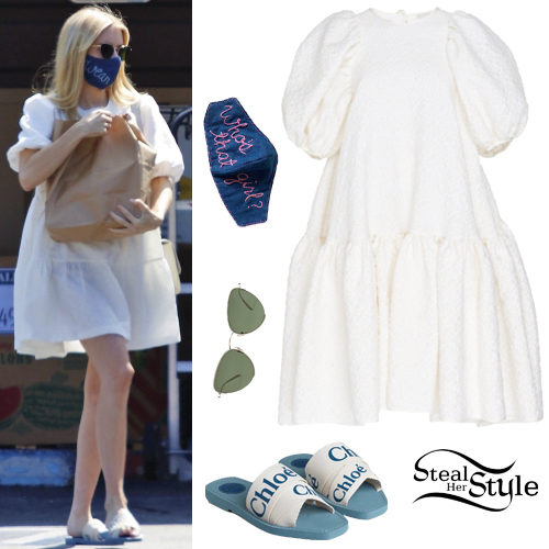 White Dress, Flat Sandals