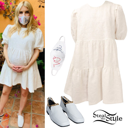 White Mini Dress and Flats