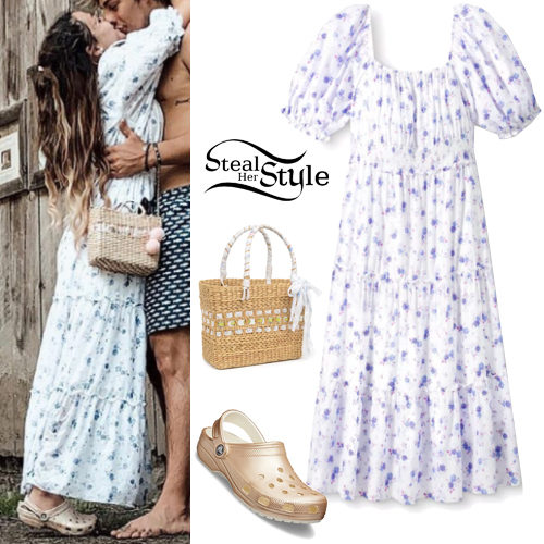 Floral Dress, Gold Clogs