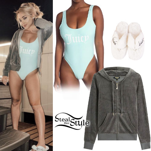 Juicy Couture Mint Swimsuit and Grey Velour Hoodie