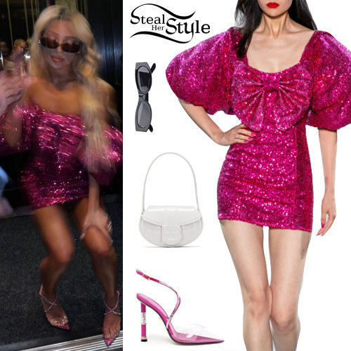 Pink Sequin Dress and Pumps