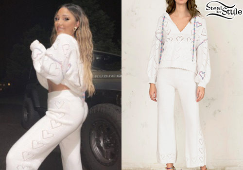 Heart Embroidered Knit Hoodie and Pants