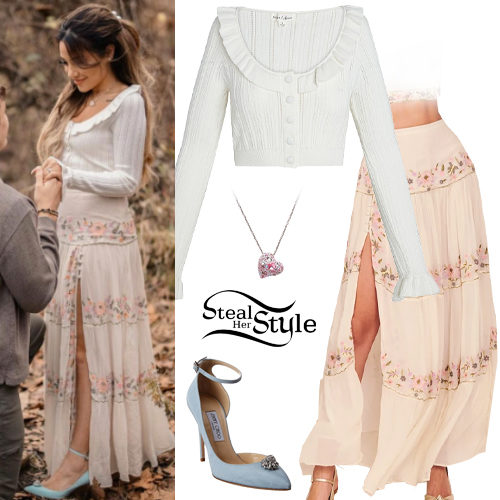 White Top, Embroidered Skirt