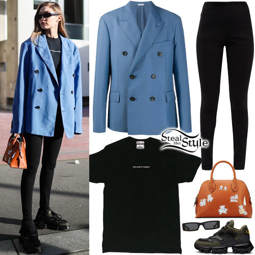 Blue Blazer, Black Leggings