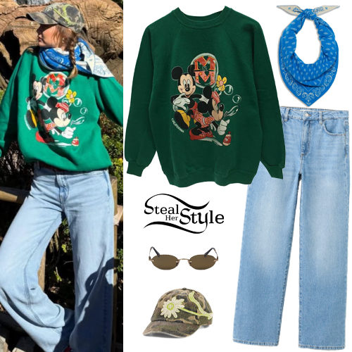 Green Sweatshirt, Blue Scarf