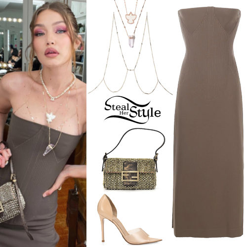 Strapless Dress, Studded Bag