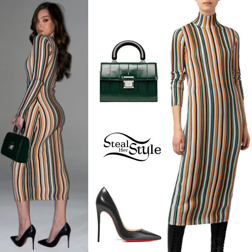 Striped Dress, Black Pumps