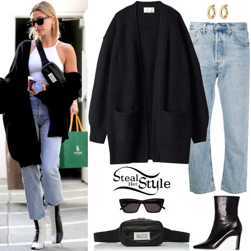 Black Cardigan, Cropped Jeans