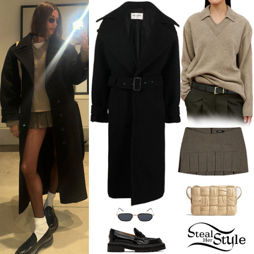 Black Coat, Pleated Skirt