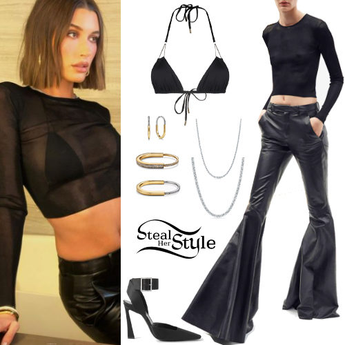 Black Crop Top, Leather Pants