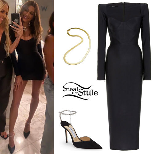 Black Dress, Embellished Pumps