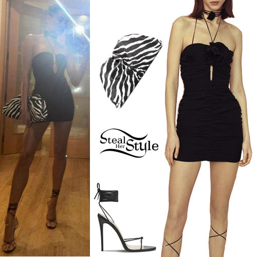 Black Mini Dress and Sandals