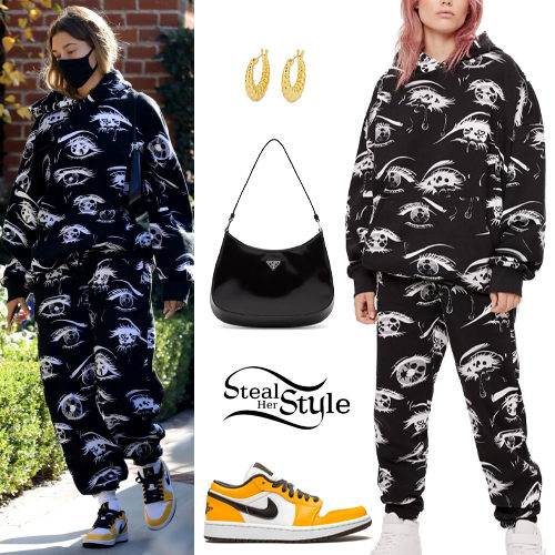 Black Printed Hoodie and Pants