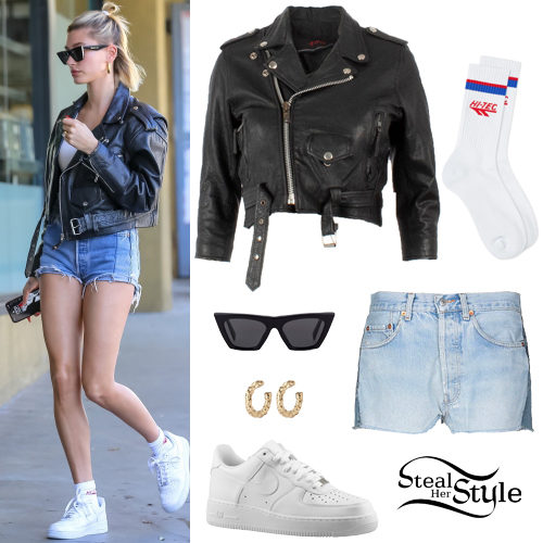 Crop Leather Jacket, Denim Shorts