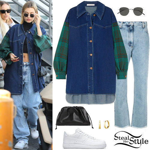 Denim Check Shirt, White Sneakers