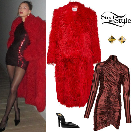 Metallic Dress, Red Coat