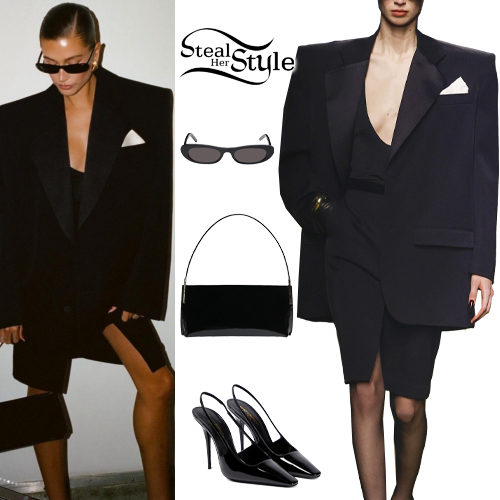 Oversized Blazer Dress and Patent Slingback Pumps