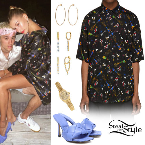 Printed Shirt, Blue Sandals