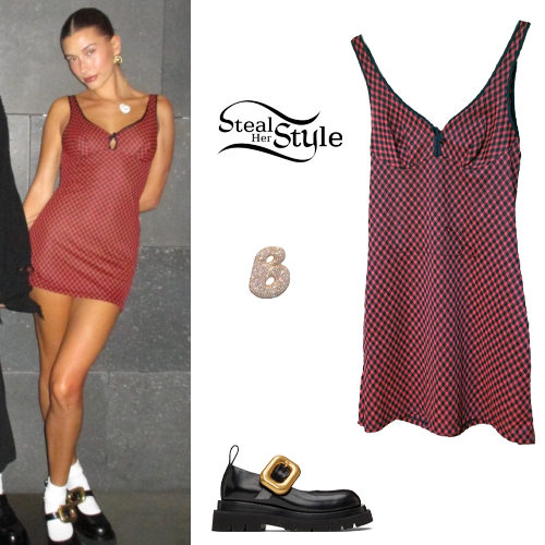 Red Gingham Dress, Black Shoes