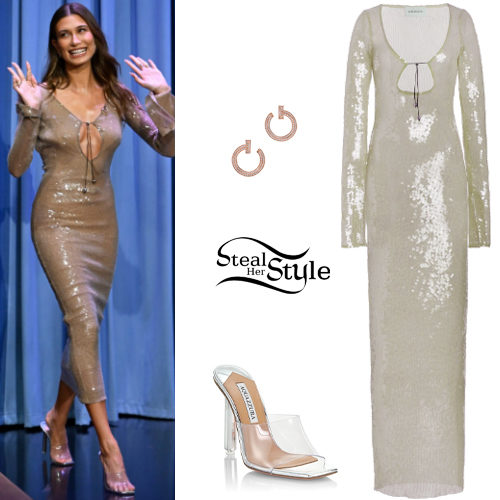 Sequin Dress, Clear Sandals