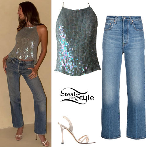 Sequin Top, Blue Jeans
