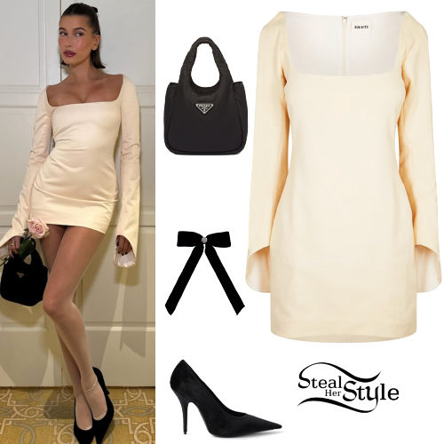 Square-Neck Dress, Black Pumps