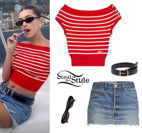 Striped Top, Denim Skirt