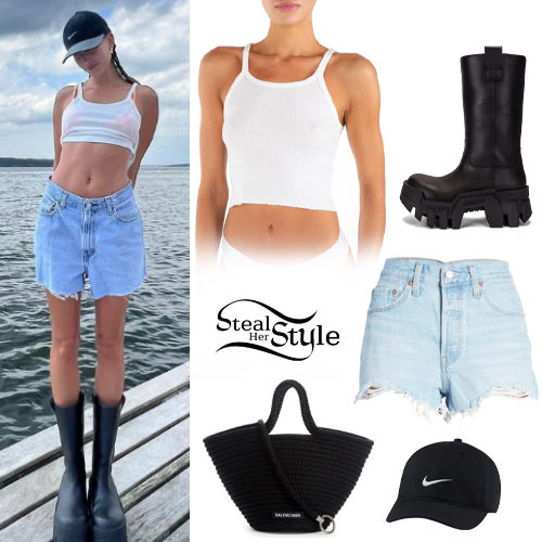 White Tank, Denim Shorts