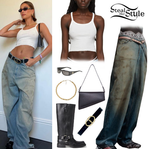 White Tank Top, Oversized Jeans