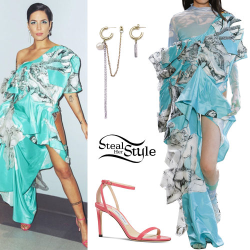 Turquoise Dress, Pink Sandals