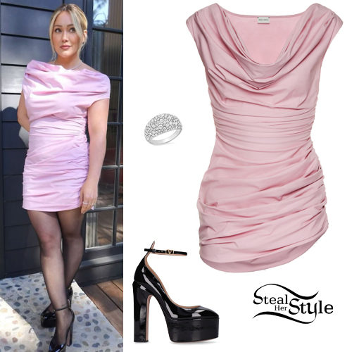 Pink Mini Dress, Black Pumps