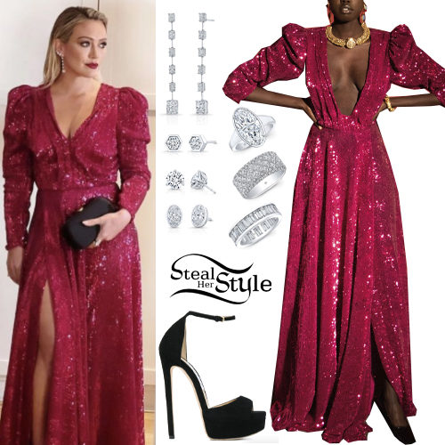 Pink Sequin Gown, Black Pumps