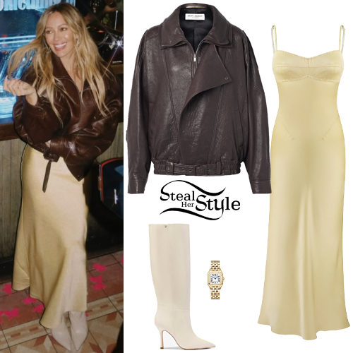 Yellow Dress, Leather Jacket