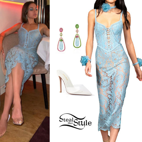 Blue Lace Dress, Clear Shoes