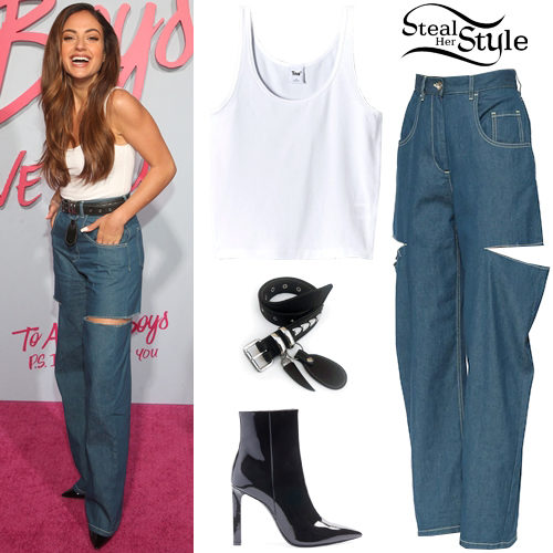 White Tank Top, Cut-Out Jeans