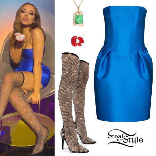 Blue Dress, Fishnet Heels