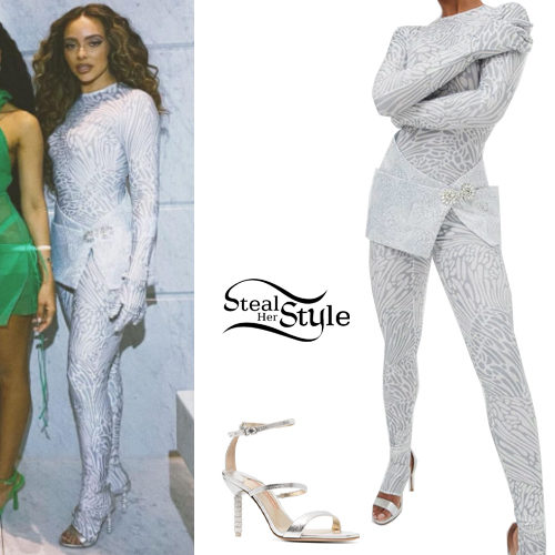 Silver Print Catsuit and Skirt